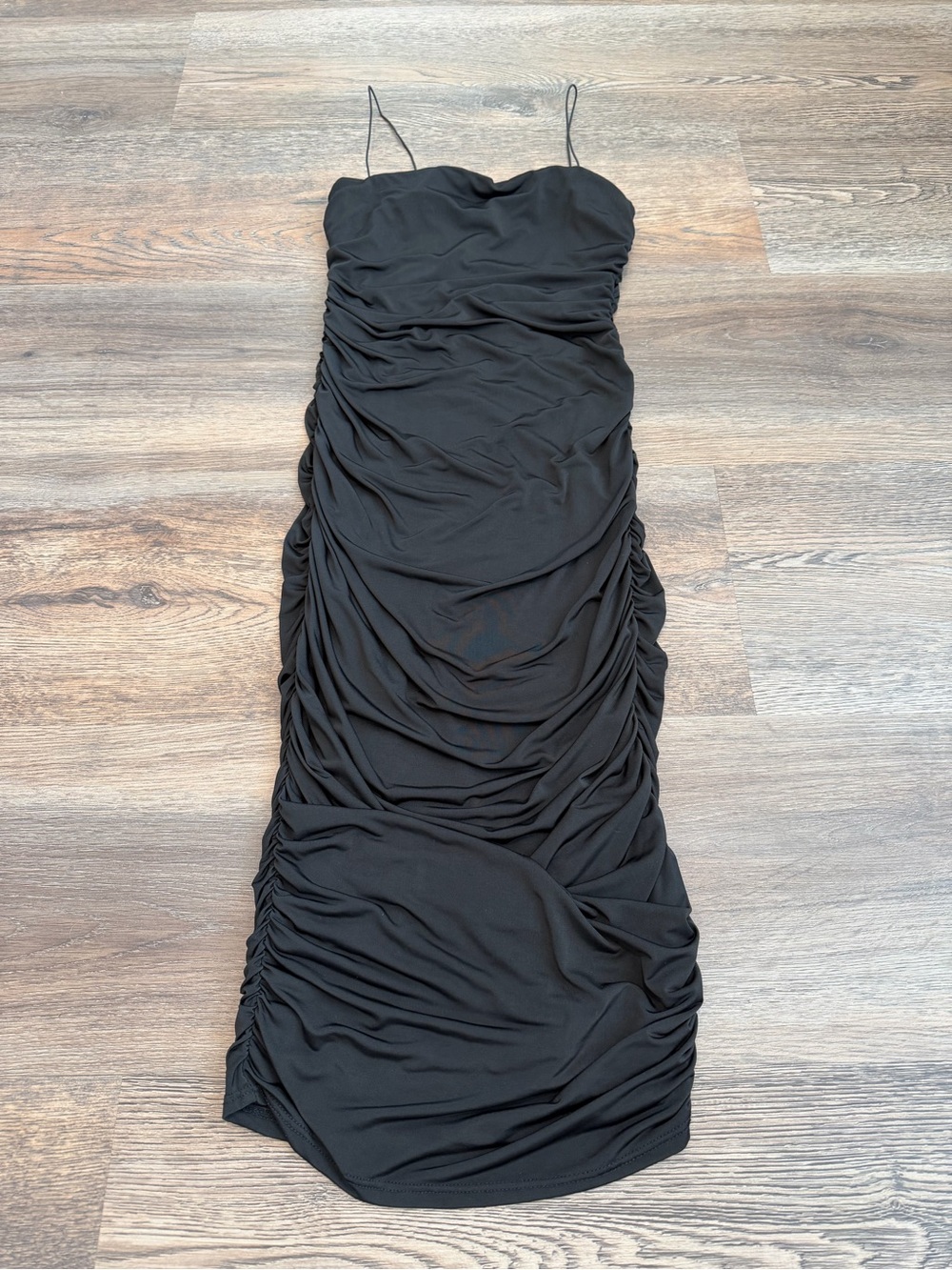 Windsor Black Ruched Spaghetti Strap Maxi Dress Bodycon Size Small